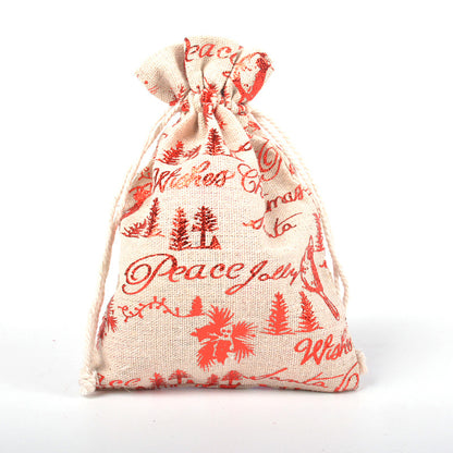 Snowflake Elk Candy Cotton Linen Packaging Bag