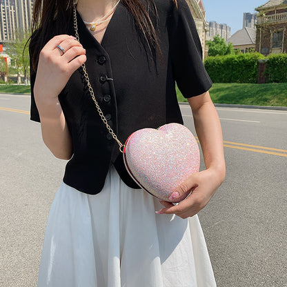 Women's Peach Heart Crossbody Shoulder Underarm Bag