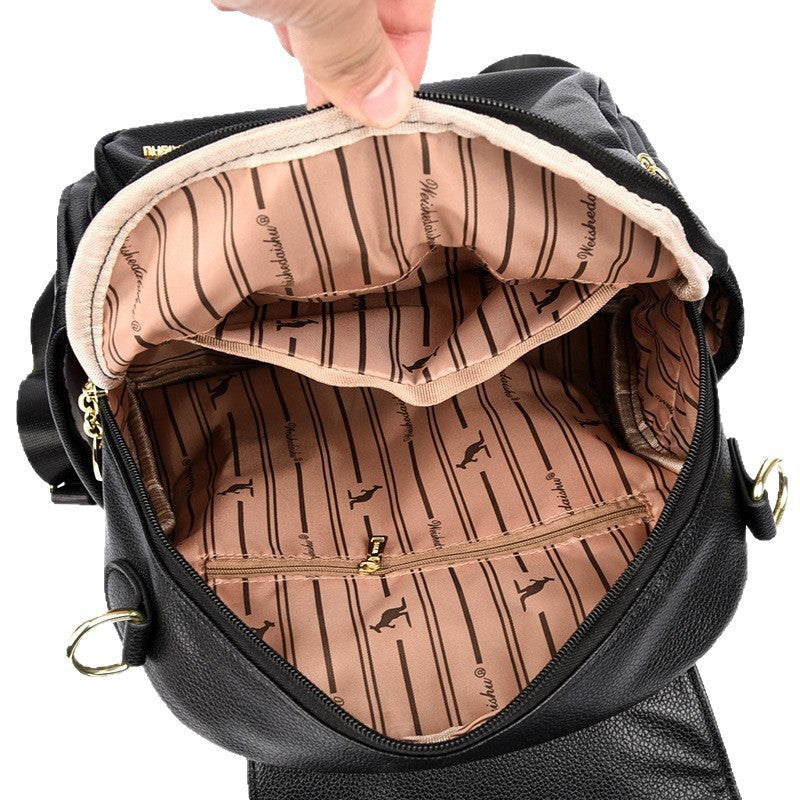 New Genuine Leather With Pendant High-value Female Student Travel Backpack