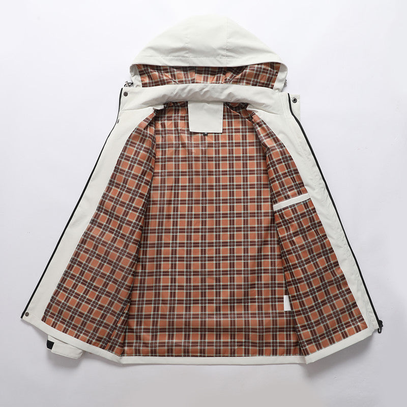 Lässiger, atmungsaktiver, mittellanger Trenchcoat mit Kapuze für Herren