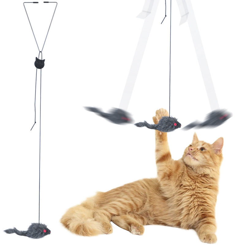 Elastic Cord Adjustable Buckle Funny Cat Triangle Hook Hanging Door Toy