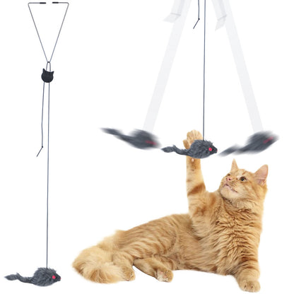 Elastic Cord Adjustable Buckle Funny Cat Triangle Hook Hanging Door Toy