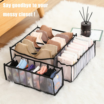 5-Piece Foldable Bra & Underwear Organizer Set - Premium Drawer Dividers for Lingerie Storage (Black)