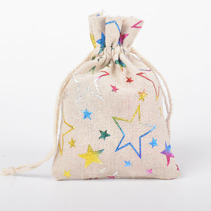 Snowflake Elk Candy Cotton Linen Packaging Bag
