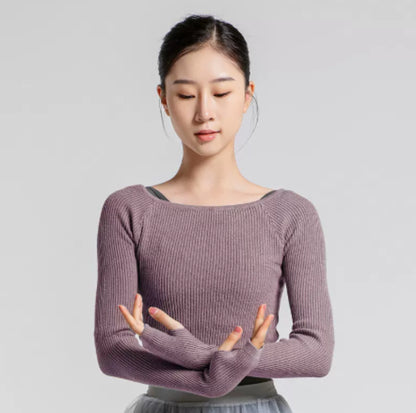 Warm Dance Top Vertical Ribbed High-Stretch Knitwear Ballet Practice Outerwear