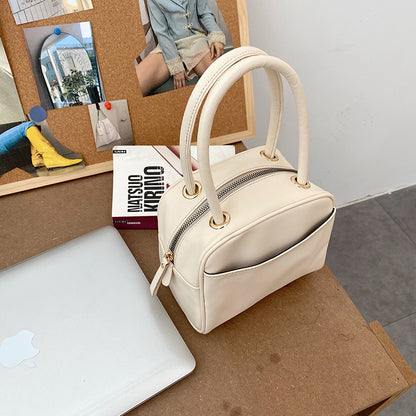 Fashionable And Simple Litchi Pattern Box-shaped Handbag