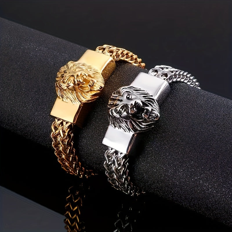 Fashion Stainless Steel Chain Bracelet Lion Head Bracelet For Men Party Biker Jewelry Gifts