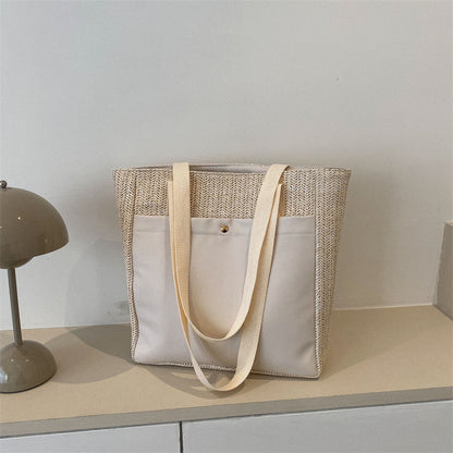 New Simple Casual One Shoulder Retro Large Capacity Tote Commuter Bag