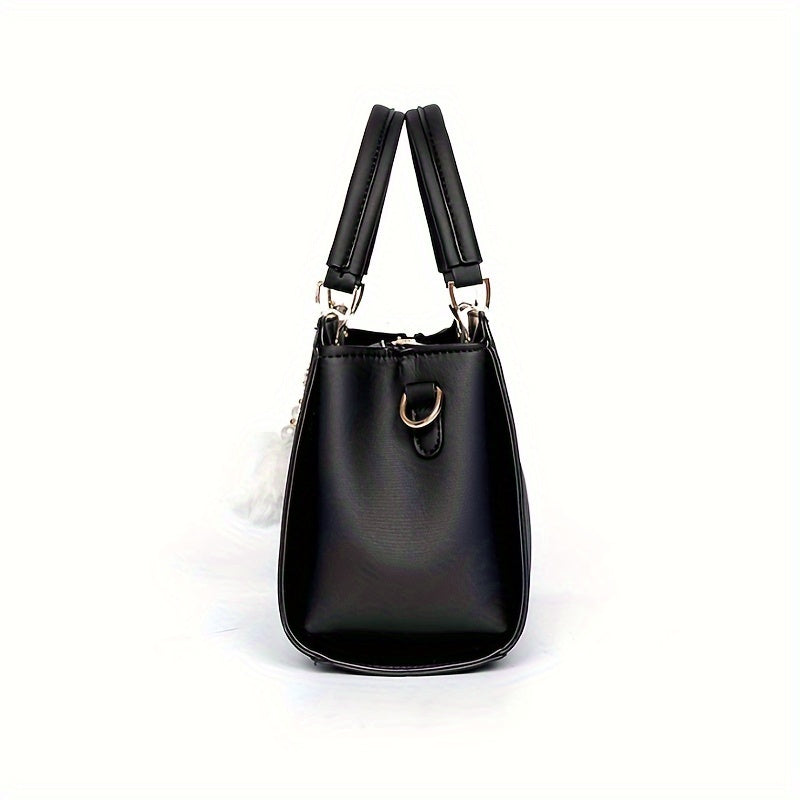 Elegant Faux Leather Handbag - Women's Shoulder Bag with Tassel