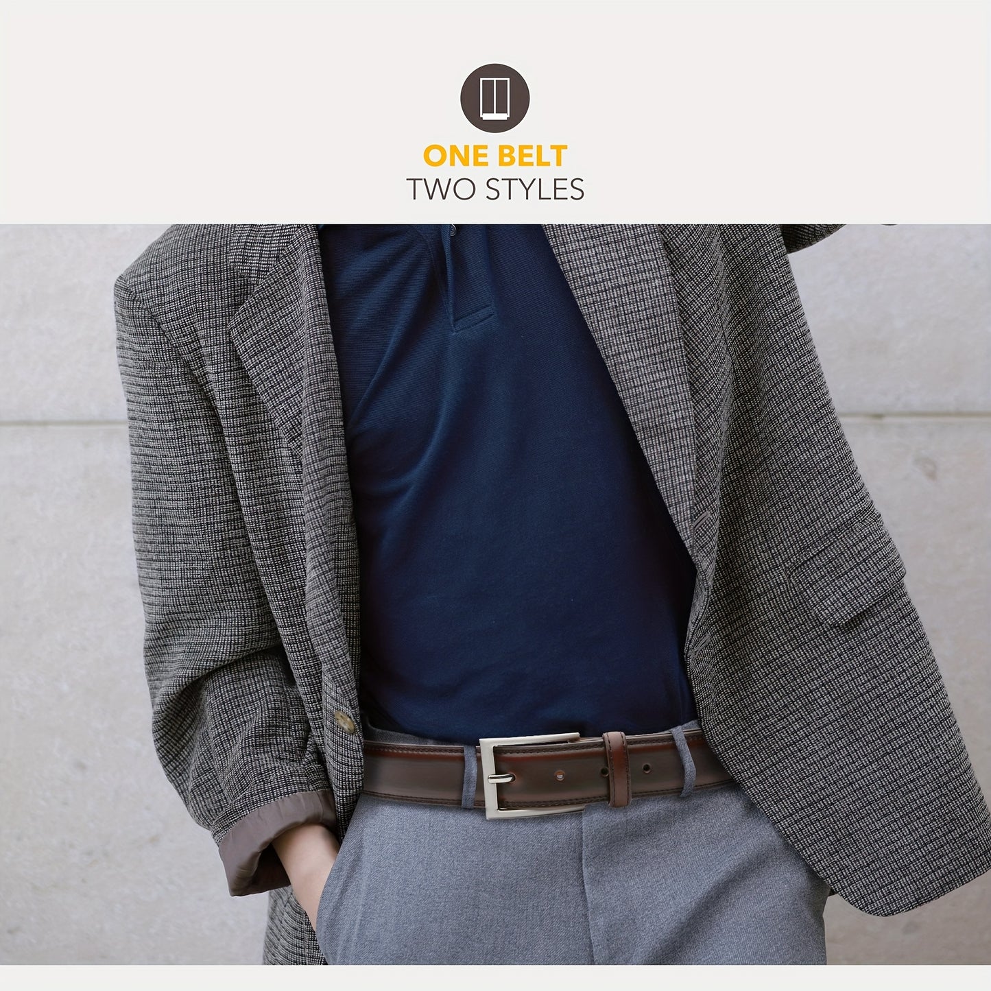 Men's Leather Belt, Fashion & Classic Casual Belt with Single Prong Buckle for Jeans, Pants, Work And Business, Gift for Dad & Husband