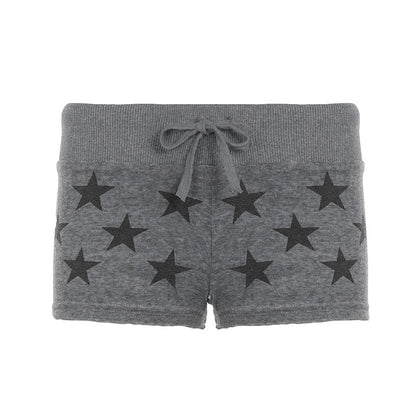 American-style Streetwear Star-print Low-rise Lace-up Casual Shorts