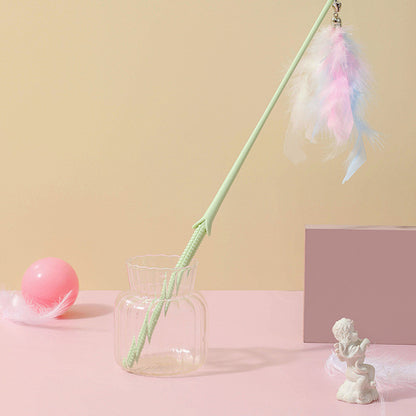 Cat Toy Teaser Plush Feather Bell Teaser Relieving Boredom Self-Hi Pet