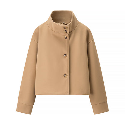 Commuter's All-matching Stand Collar Breasted Woolen Coat