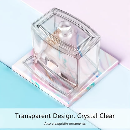 1pc Cotton Swab Holder, Plastic Cotton Ball Dispenser Organizer, Clear Bathroom Storage Container for Home & Bathroom