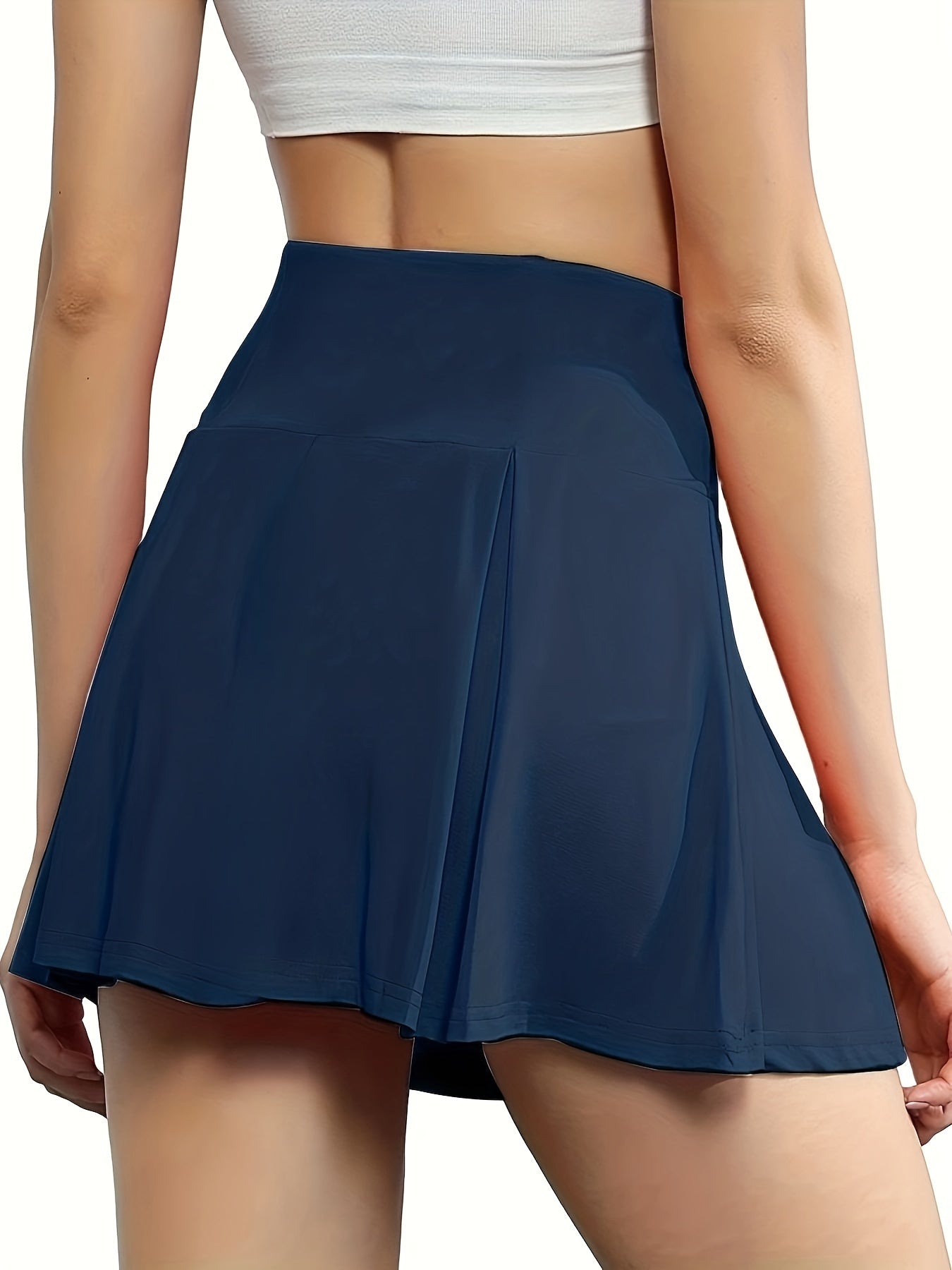 Summer Skort Solid Shorts, Sexy High Waist Fashion Sports Biker Running Yoga Skort Shorts, Women's Clothing