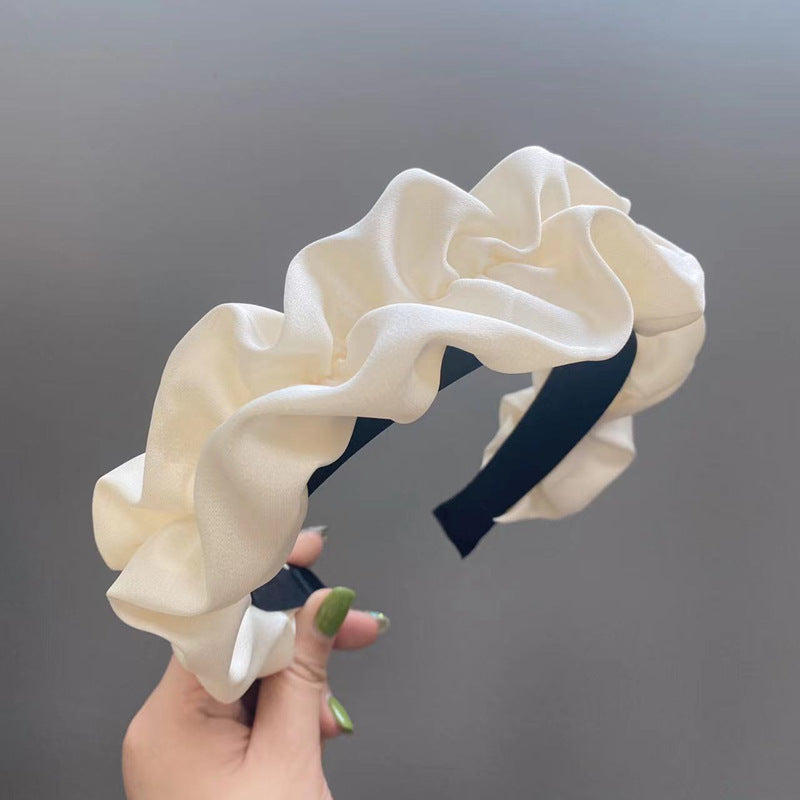 Black Large Intestine High-grade Satin Pleated Headband