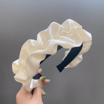 Black Large Intestine High-grade Satin Pleated Headband