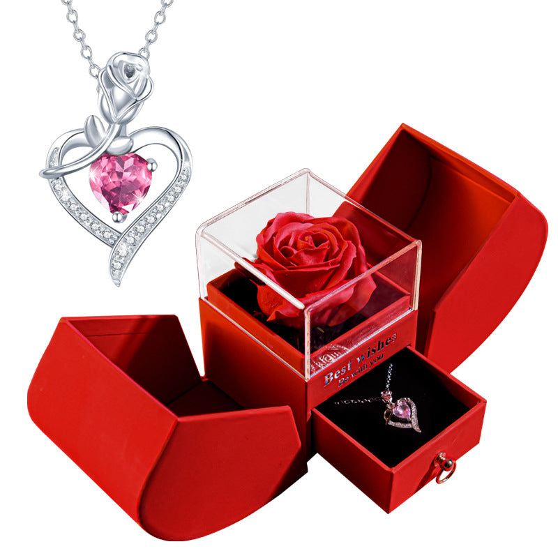 Eternal Rose Apple Gift Box Women Necklace Valentine's Day Wedding Jewelry