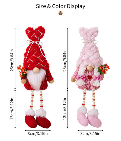Decorative Sequins Plush Bonnet Valentine's Day Gift Dwarf Doll Pearl Hanging Leg Doll
