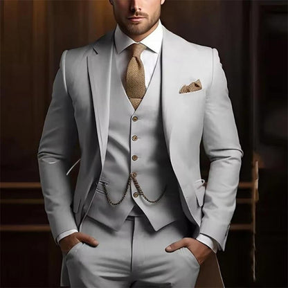 Men's Slim Fit Three-Piece Suit - Jacket, Vest & Trousers Set