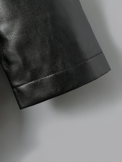 Children's Lapel PU Leather Jacket Zipper Coat Top For Girls And Boys Kids Clothes