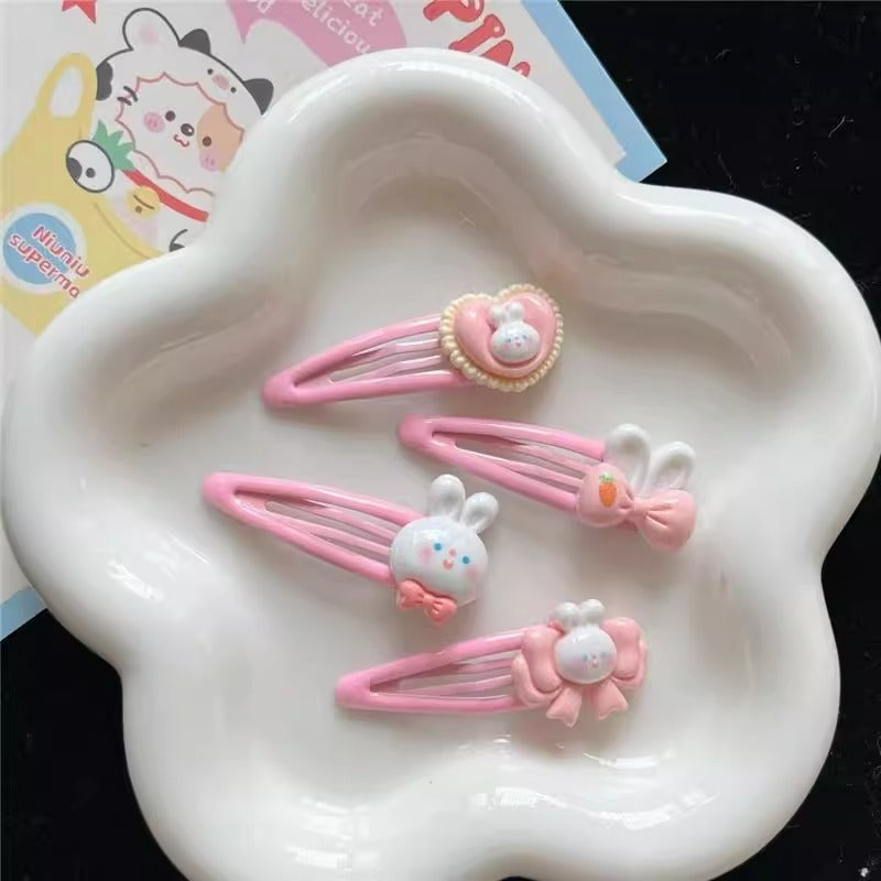 Cartoon Love Bunny Barrettes Broken Hair BB Clip Cute Bow Hair Clip Forehead Bang Clip Headdress