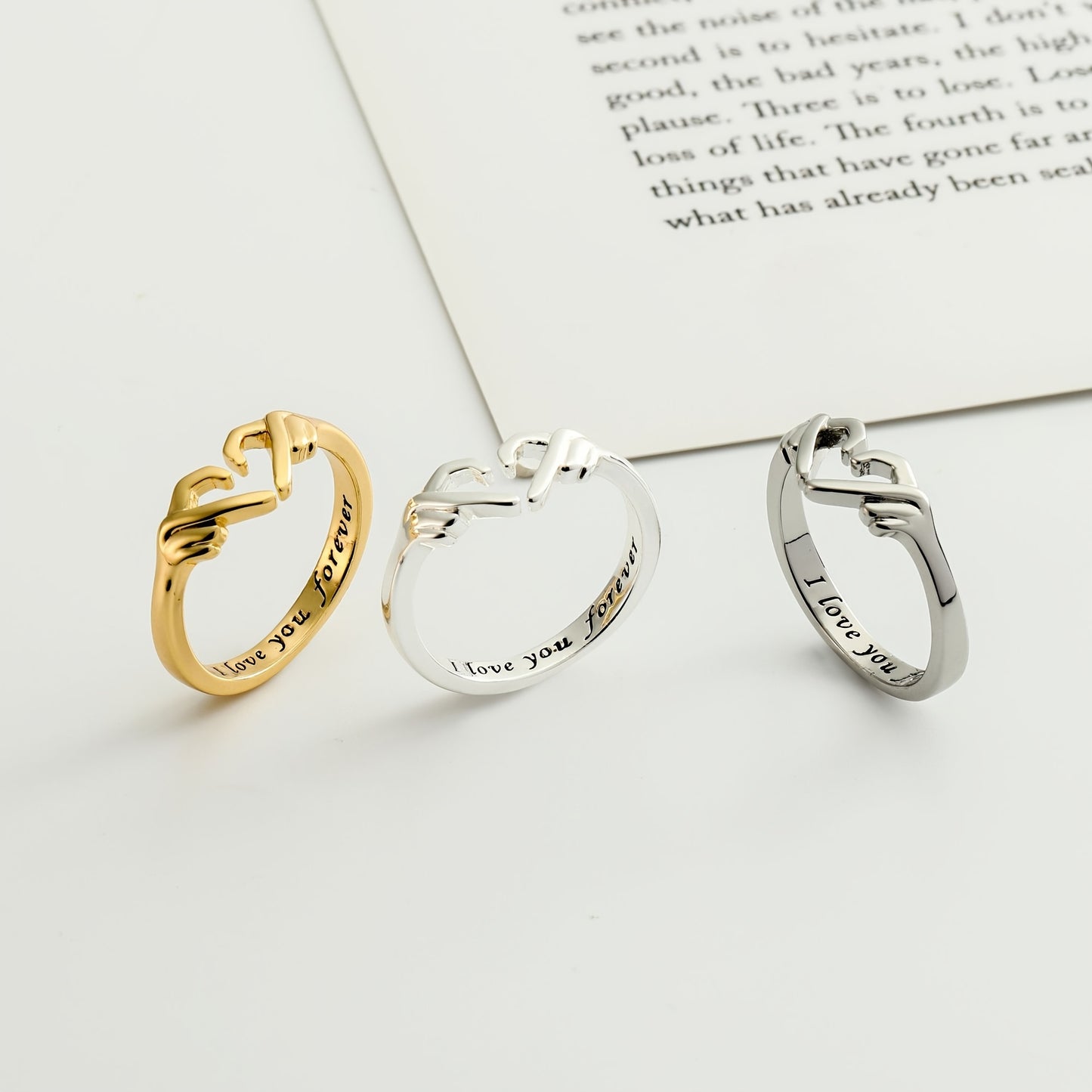 Premium 18K Gold Plated Heart Ring - Adjustable Promise Ring for Women & Teen Girls