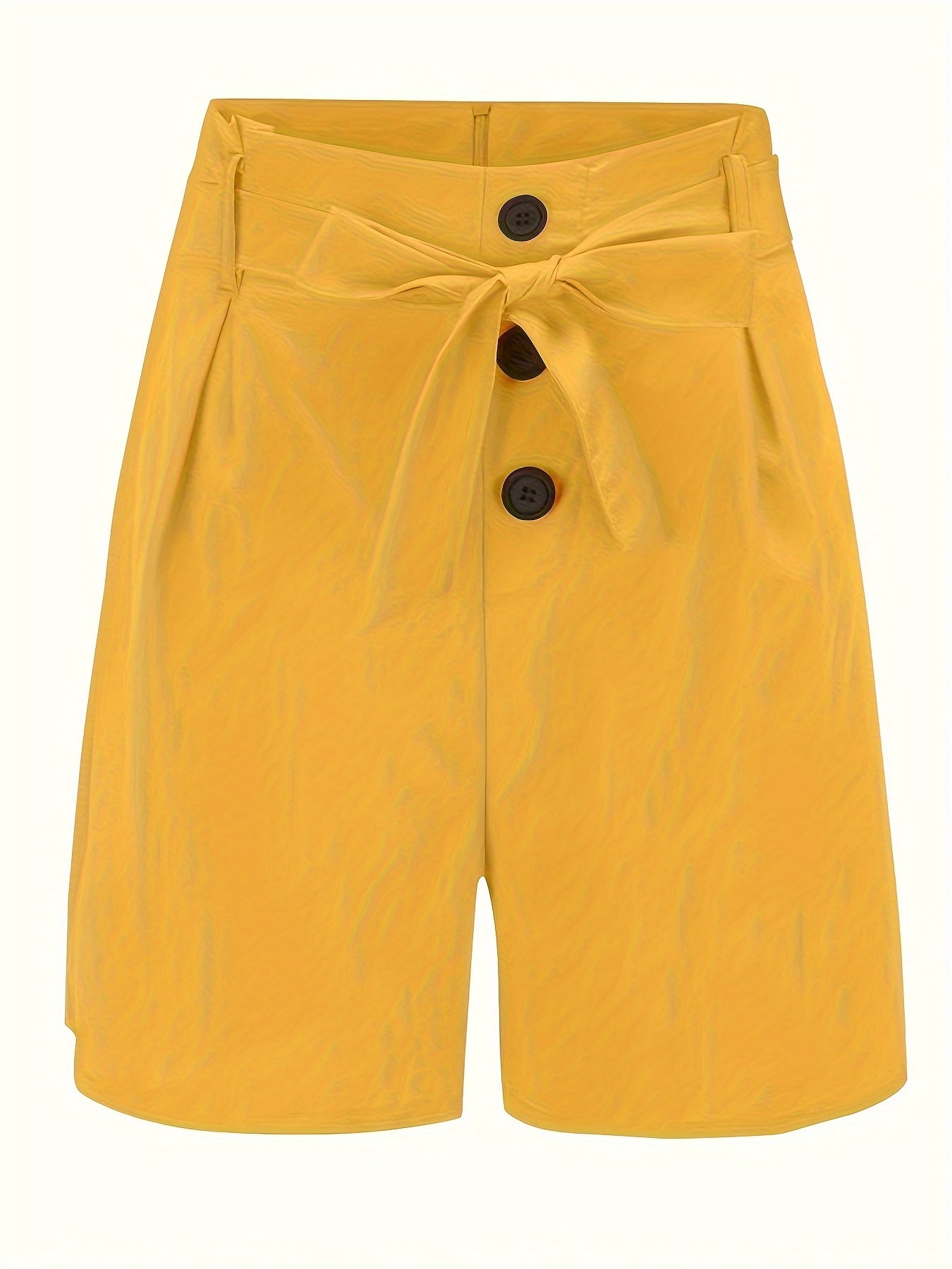 Y2K Solid Button Front Shorts, Tie Waist Beach Summer High Waist Shorts, Women's Clothing