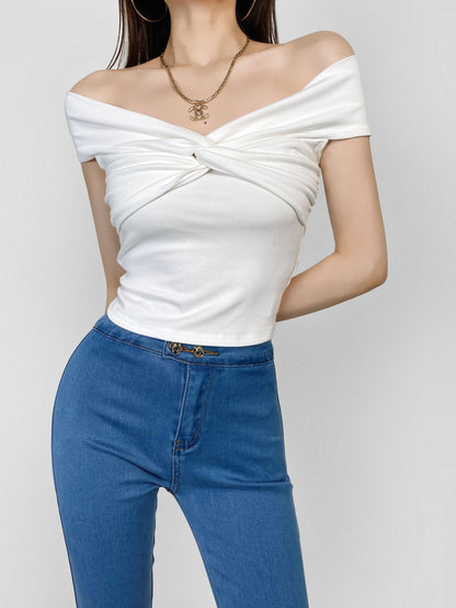 Pleated Twisted And Layered Short-sleeve T-shirt