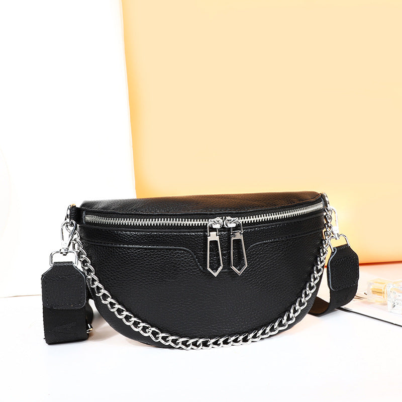 Casual Large Capacity Crossbody Leather Waist Bucket Bag