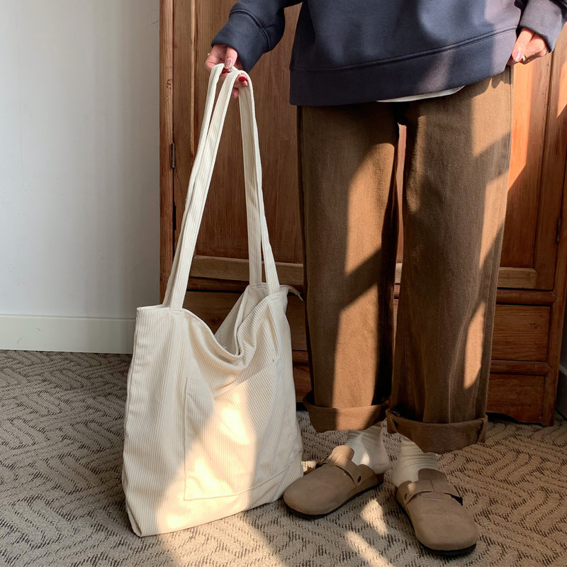 One-shoulder Large Capacity Corduroy Bag Leisure Shopping Bag