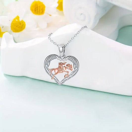 Girl And Horse Pendant Necklace Valentine's Day Gift
