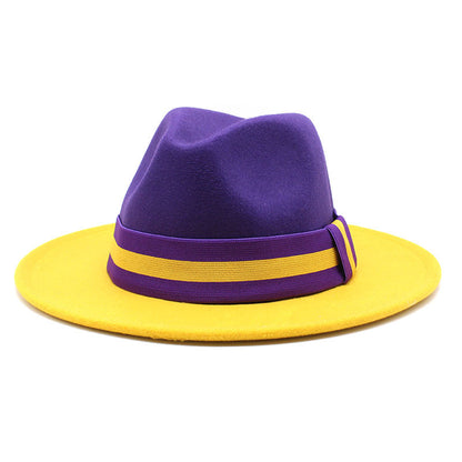 Fashionable Two-tone Patchwork Wool Top Hat