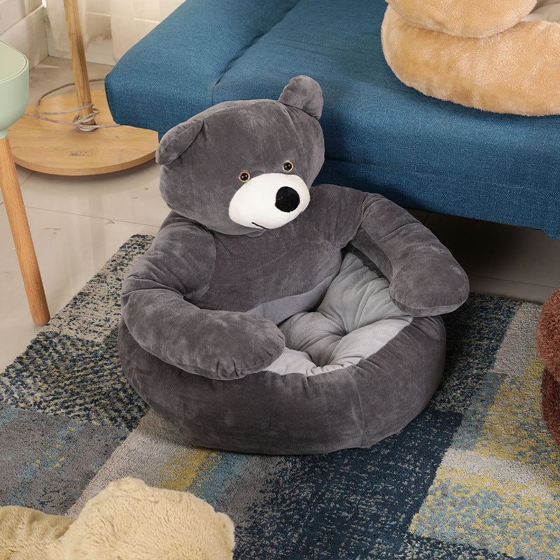 Detachable And Washable Hug Bear Pet Nest Round Shape Keeps Warm And Comfortable