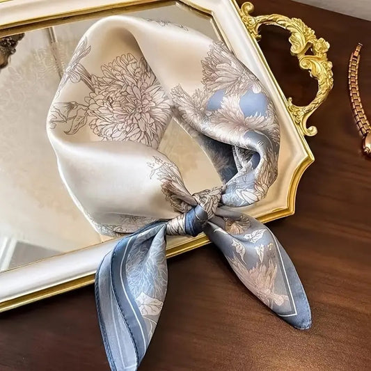 Women's Retro Printed Korean-Style Fashionable All-Match Professional Silk Scarf