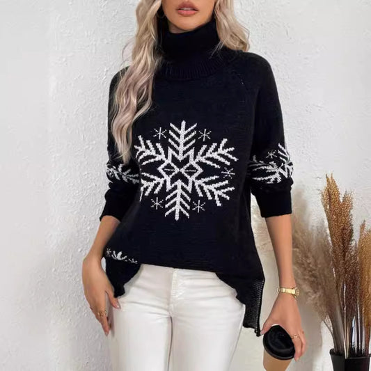 High Collar Christmas Sweaters Women's Clothing
