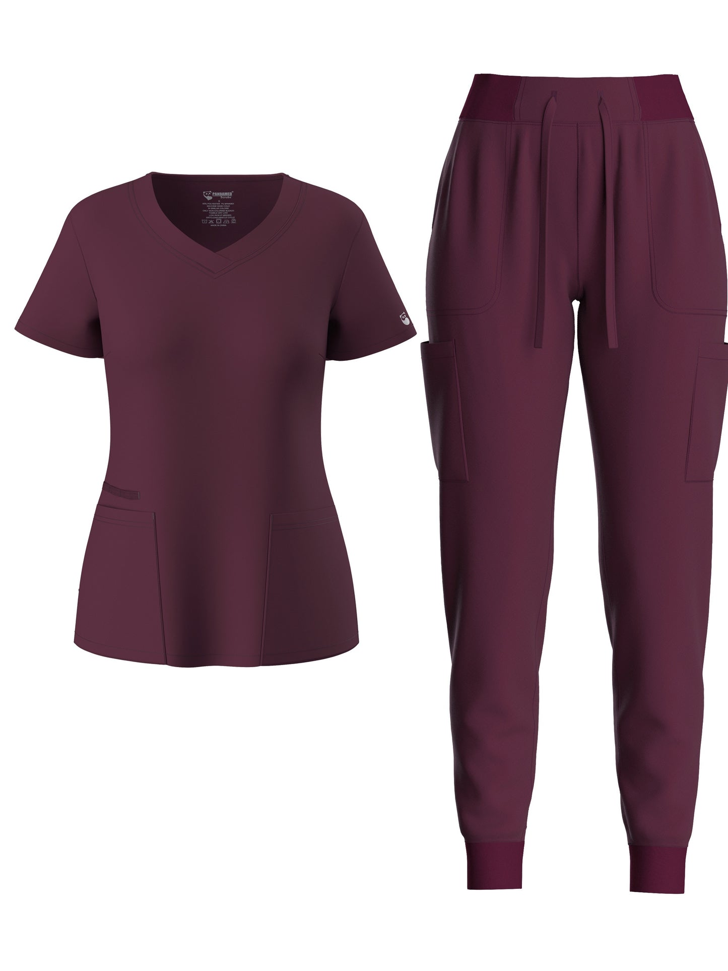 Premium Medical Scrubs Set - V-Neck Top & Drawstring Pants | Professional Healthcare Uniform for Women