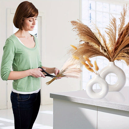 1pc Contemporary Ceramic Vase, Round Circle Design, Creative Ceramic Craft, Living Room Decor, Cross-Border Bestseller, 5.12*5.51inch Decorative Flower Vase