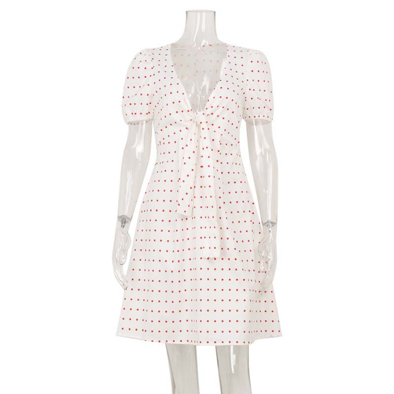 Summer New Arrival Sexy Low-Cut Dress With Bow Decoration