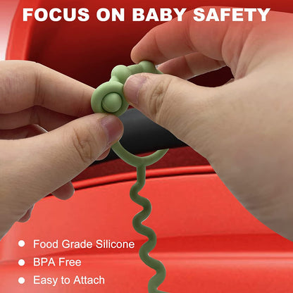 3-Pack BPA-Free Silicone Safety Straps for Babies: Secure Teething, Sippy Cups, & Accessories on Strollers, High Chairs, Car Seats
