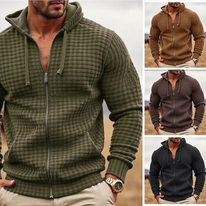 Premium Men's Contrast Zipper Sweatshirt - Casual Fleece Jacket