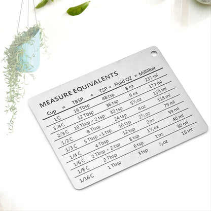 [1pc Magnetic Fridge Magnet Scale] 1pc Stainless Steel Fridge Magnet, With Magnetic Scale Plate, Common Unit Conversion Comparison Table 4.3in/3.3in