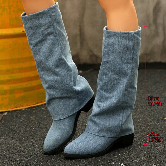 Chunky Heel Cowboy Boot Plus Size Knight Frye Boot