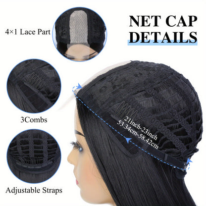 Elegant 26-Inch Black to Blonde Gradient Lace Front Wig - Long Straight Synthetic Hair with Natural Look, Heat Resistant, Ideal for Daily Wear & Cosplay