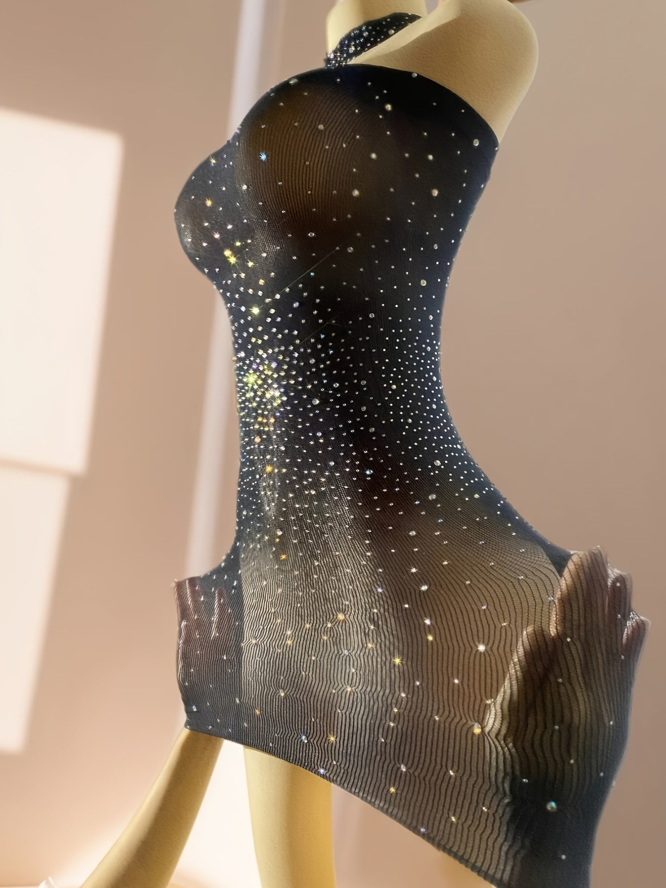 Luxury Rhinestone Bodycon Dress - Sparkly Semi-Sheer Evening Party Dress for Women