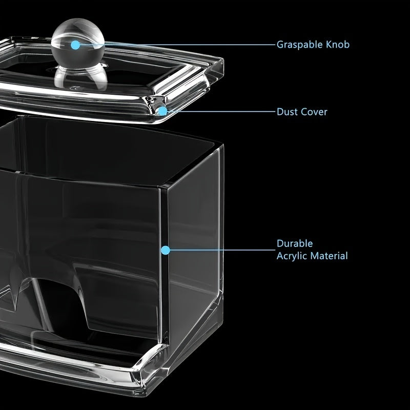 1pc Cotton Swab Holder, Plastic Cotton Ball Dispenser Organizer, Clear Bathroom Storage Container for Home & Bathroom