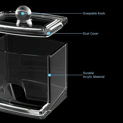 1pc Cotton Swab Holder, Plastic Cotton Ball Dispenser Organizer, Clear Bathroom Storage Container for Home & Bathroom