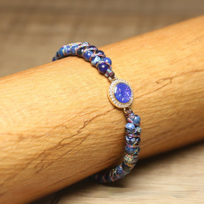 Retro Opal Natural Stone Bracelet, Double-layer Braided And Adjustable