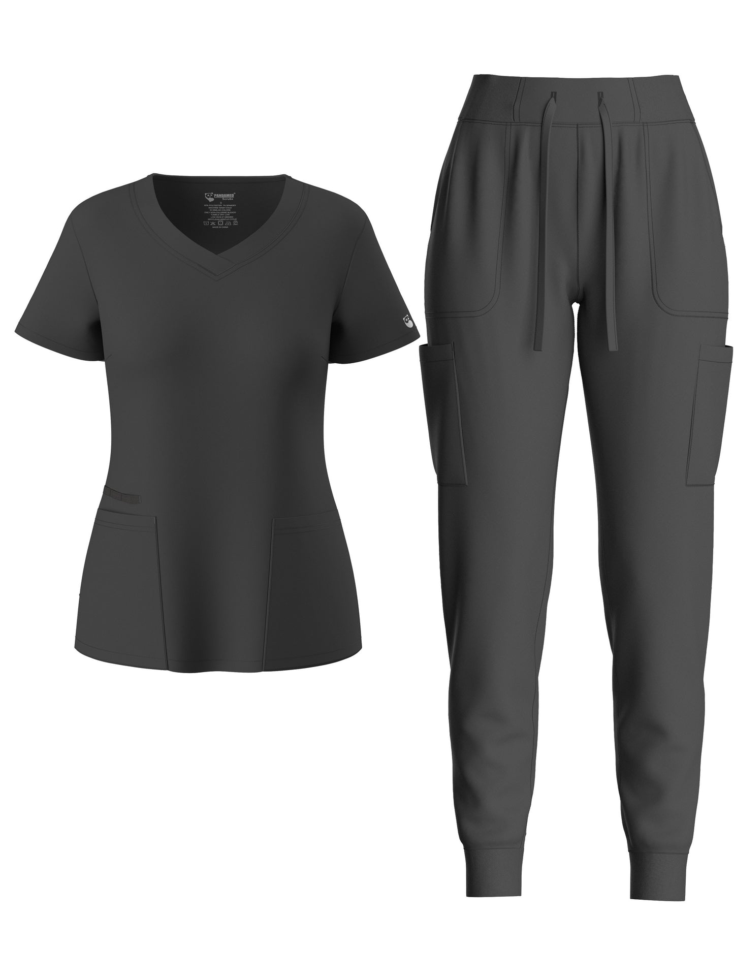Premium Medical Scrubs Set - V-Neck Top & Drawstring Pants | Professional Healthcare Uniform for Women