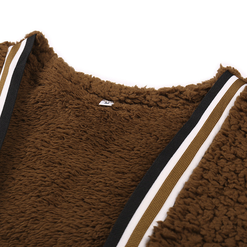 Temperament plush mid-length coat